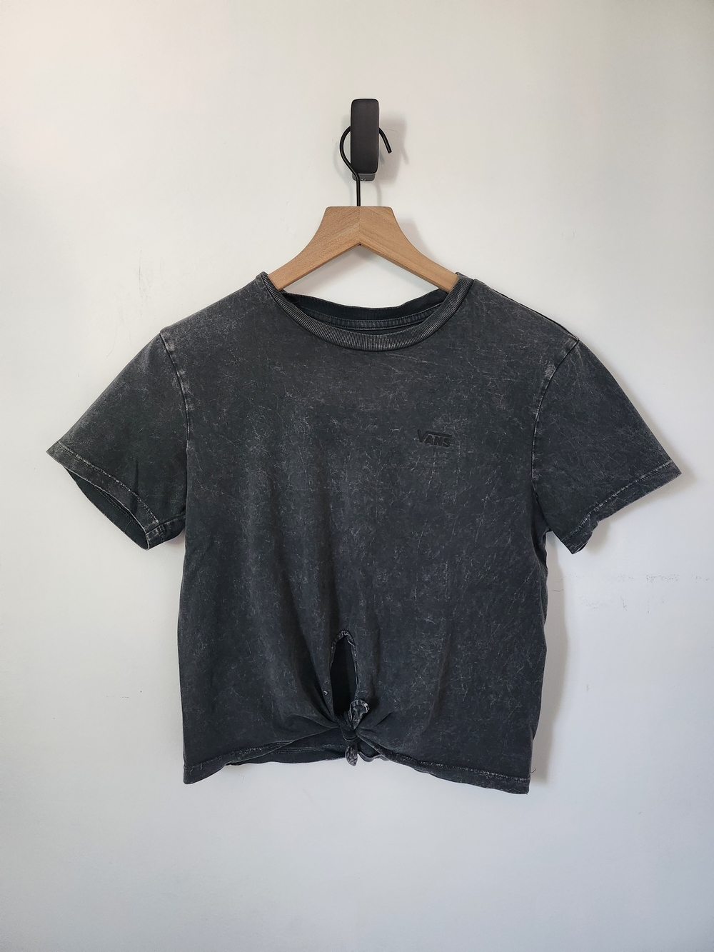 Vans Women’s Black Mineral-Wash Tie-Front Tee